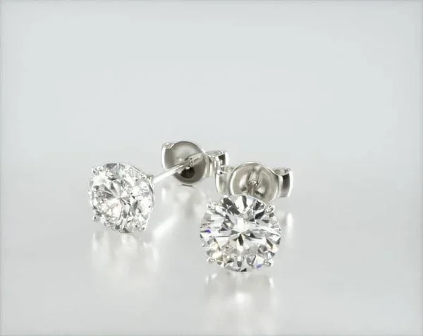 14K White Gold Four Prong Round Lab Created Diamond Stud Earrings (0.25 CTW - F-G - VS2-SI1)