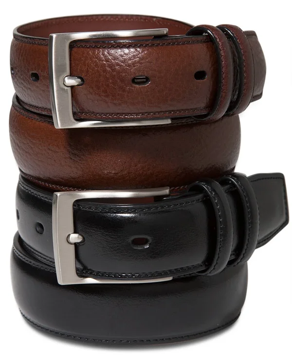 Perry Ellis Big and Tall Leather Belt - Black - 50