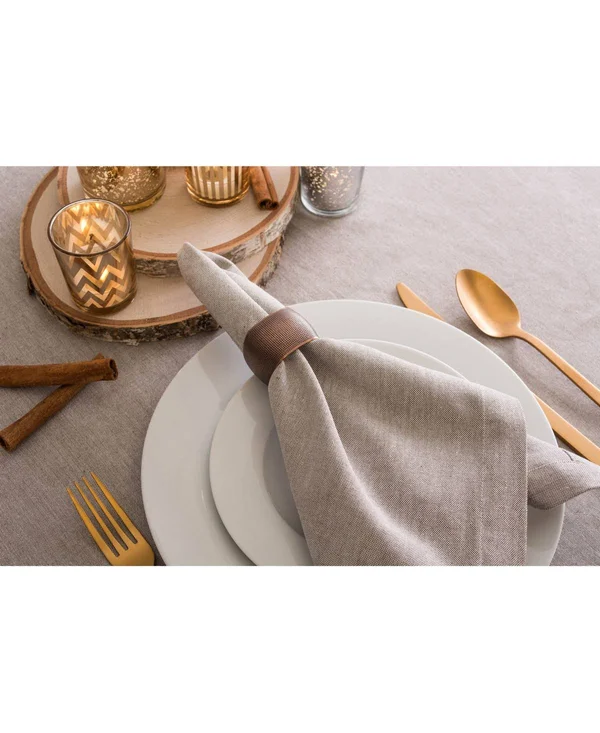 Design Imports Stone Brown Solid Chambray Tablecloth 60x120 inch