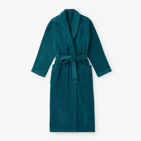 The Company Store Company Cotton Women's Large Deep Teal Turkish Cotton Long Robe