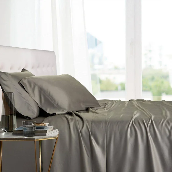 Royal Tradition Bamboo Sheets 100% Bamboo Viscose Set California King - Gray