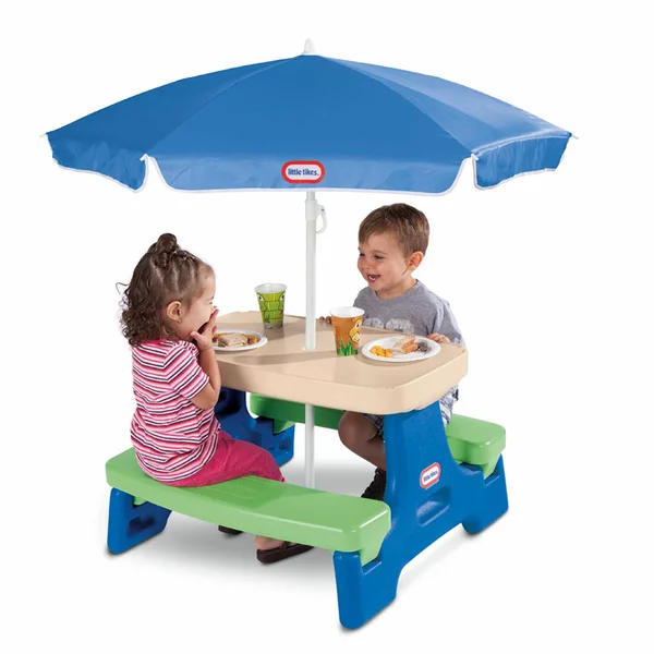 Little Tikes Easy Store Jr. Play Table with Umbrella - Blue\Green