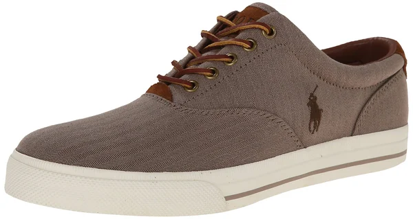 Polo Ralph Lauren Vaughn Chambray Herringbone Sneakers Men's Shoes 2033733 - 9.5, Dark Khaki