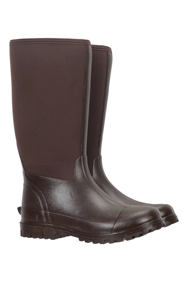 Mountain Warehouse Mens Neoprene Long Mucker Rain Boots - Brown, Size 7