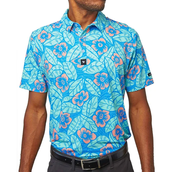 Bad Birdie Marco Brolo Short Sleeve Polo Shirt (Small) in Blue
