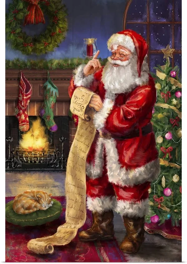 Santa with His List, Poster Print, 40x60, Great Big Canvas