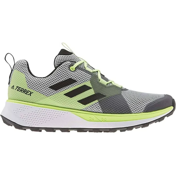 Adidas Terrex Two Trail Running Shoes - Men's - Grey Two, Core Black, Signal Green - 10.5