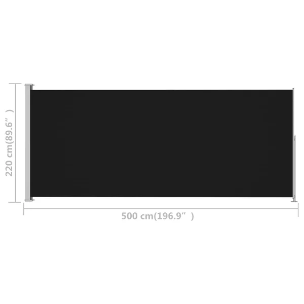 vidaXL Patio Retractable Side Awning 86.6x22x196.9x22 Black