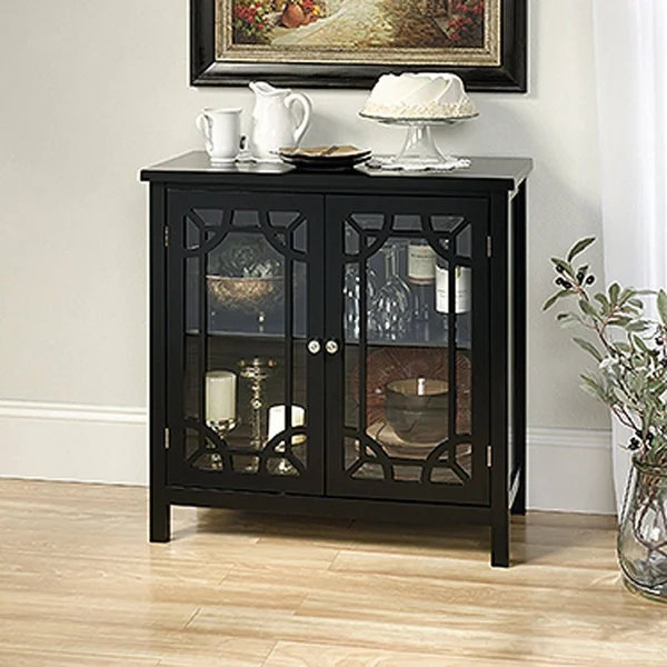 Sauder Palladia Accent Curio Cabinet, Black