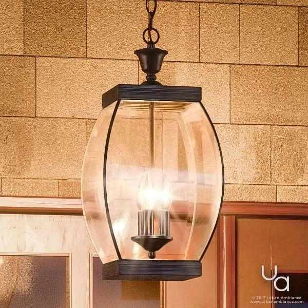 Luxury Colonial Outdoor Pendant Light - Large Size: 20.5x22H x 9x22W, with Transitional Style Elements, Bowed Design, Gorgeous Da