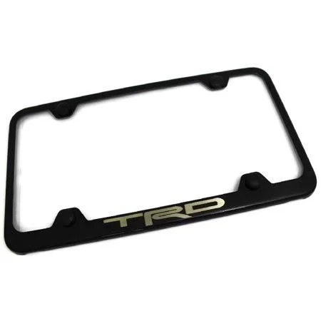 Autogold Toyota Racing Development TRD Laser Etch on Black Powder Coated Slim License Plate Frame Lfw.trd.eb