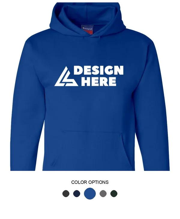 Custom Champion Men's Hoodies - Printed Double Dry Eco Hooded Sweatshirt, Size: XL, Royal Blue