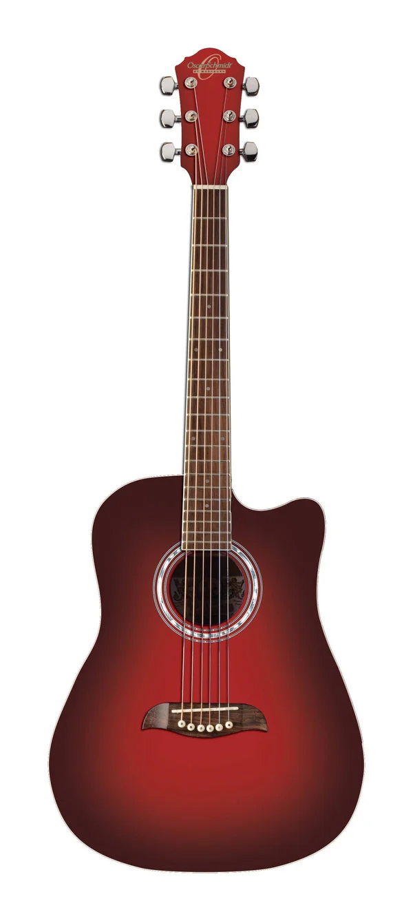 Oscar Schmidt Od45crdbpak Acoustic Guitar Pack w/Bag - Red Burst