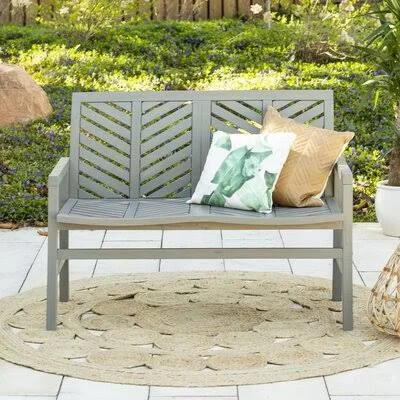 Artidiello Chevron Wooden Garden Bench Winston Porter Color: Gray Wash
