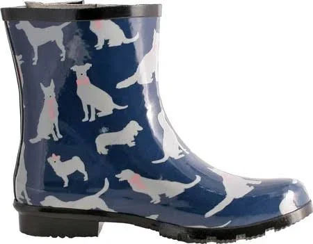 Nomad Women's Droplet Rain Boot, Size: 7, Navy/White Dogs