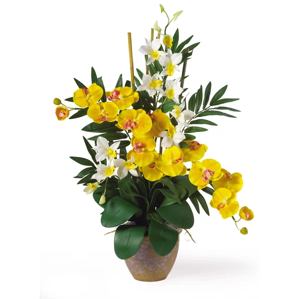 Nearly Natural Double Phal/Dendrobium Silk Flower Arrangement