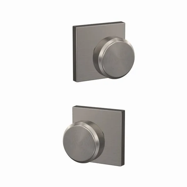 Schlage Custom Bowery Two-Sided Dummy Door Knobset with Collins Trim - Black Stainless - FC172BWE530COL