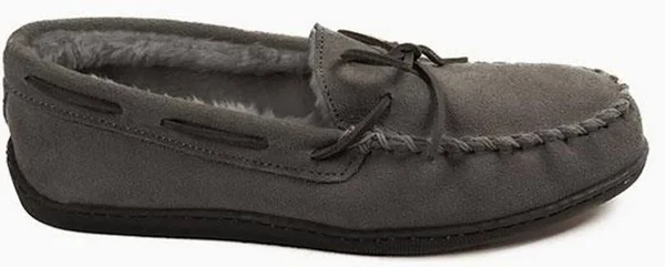 Minnetonka Pile Lined Hardsole Slipper - Gray - Loafers