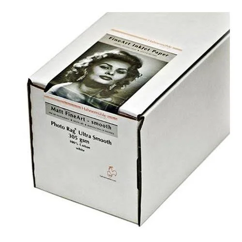 Hahnemuhle Photo Rag, 100 % Rag, Ultra Smooth, White Matte Inkjet Paper, 305 gsm, 24x22x39& Roll, 3x22 Core