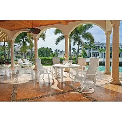 St. Catherine Swivel Patio Dining Chair Telescope Casual Frame Color: Textured Desert, Seat Color: Parchment
