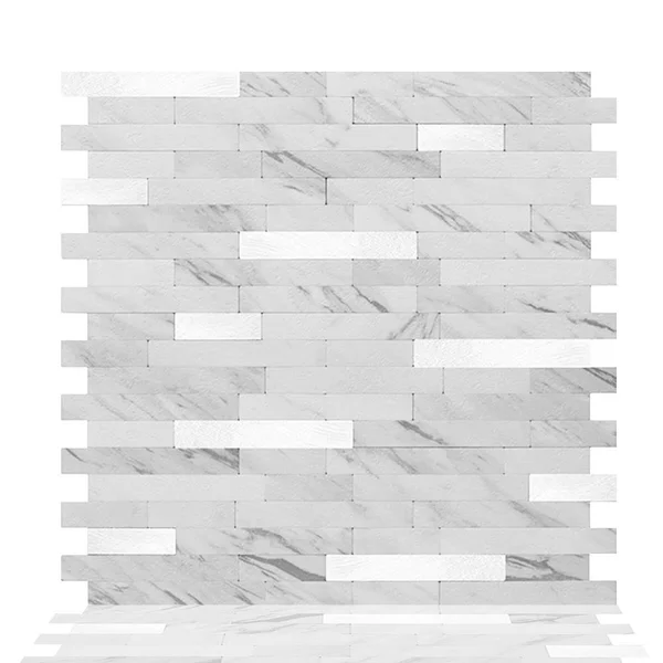 Tic Tac Tiles Metallic Tiles Marble White 11.5 in. W x 11.75 in. H Peel and Stick Decorative Metallic Wall Tile Backsplash (6 Ti