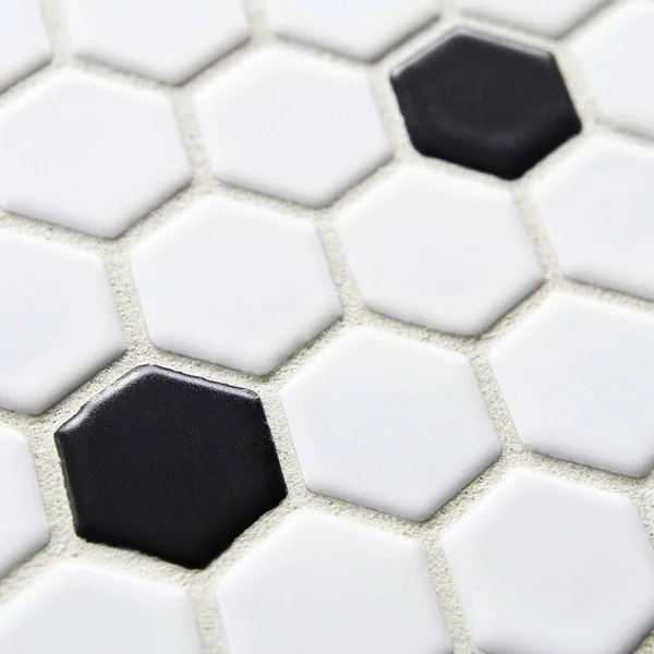 SomerTile Victorian Hex Porcelain Floor and Wall Tile, Matte White/Black Dot - 10 pack
