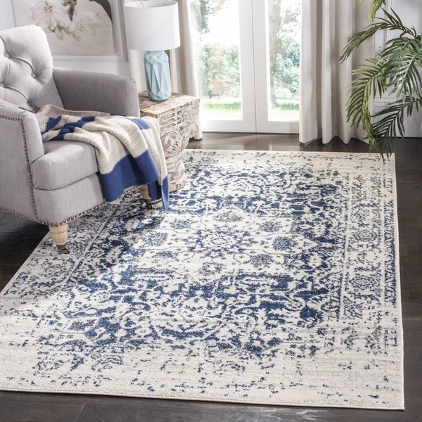 Safavieh Madison Cream/Navy 2 ft. 3 in. x 16 ft. Runner Rug