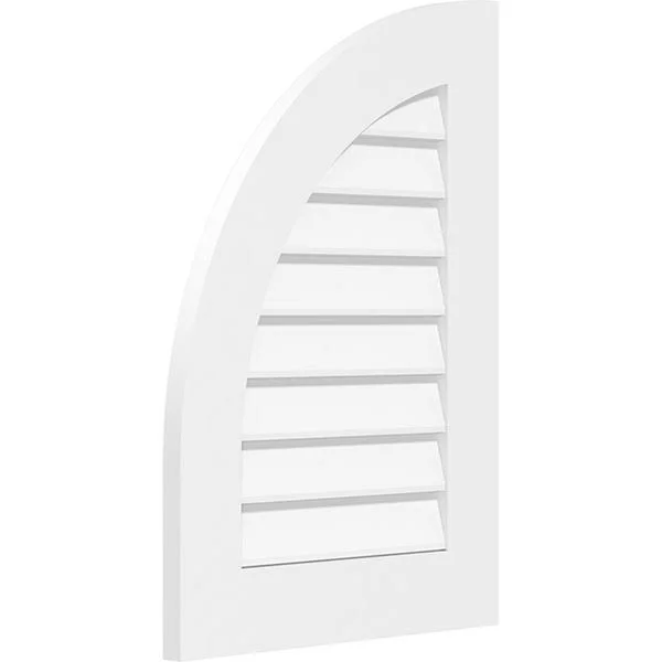 Ekena Millwork GVPQL26X3601SN 26x22W x 36x22H Quarter Round Top Left Surface Mount PVC Gable Vent: Non-Functional, w/ 3-1/2x22W