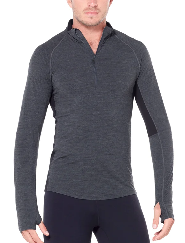 Icebreaker Bodyfitzone 200 Mens Zone LS Half Zip (Jet Heather, Black)