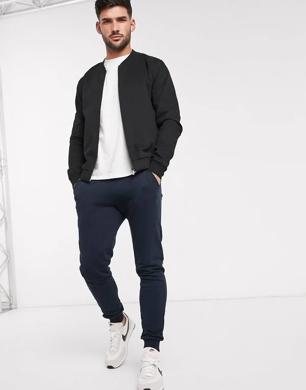 New Look Lightweight Cotton Bomber Jacket in Black