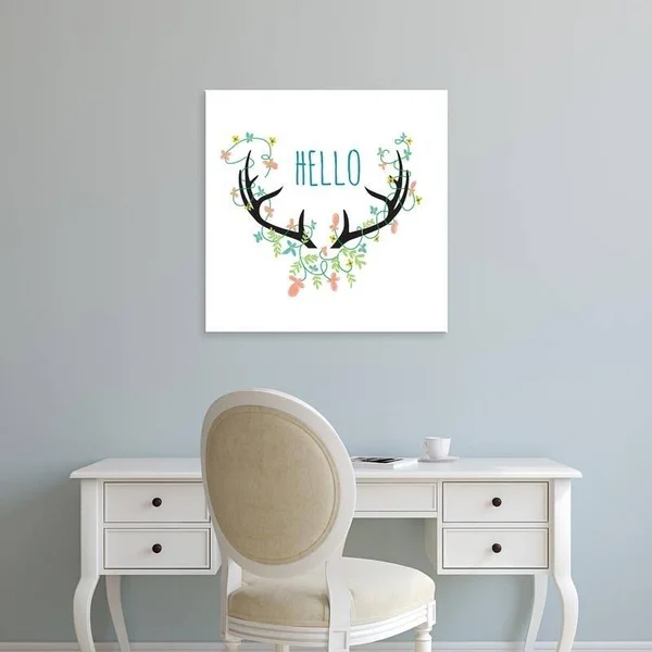 Easy Art Prints Jan Weiss's 'Hello' Premium Canvas Art - 36 x 36 - Brazilian Barnwood Frame
