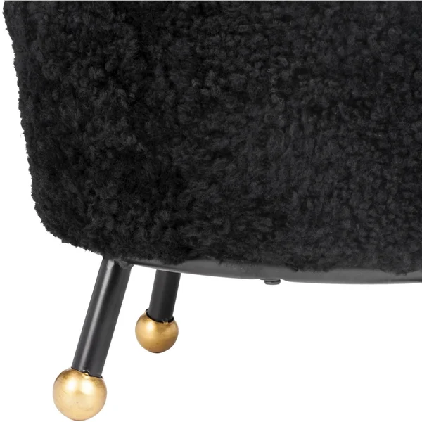 Safavieh Oriana Retro Sheepskin Ottoman - Black