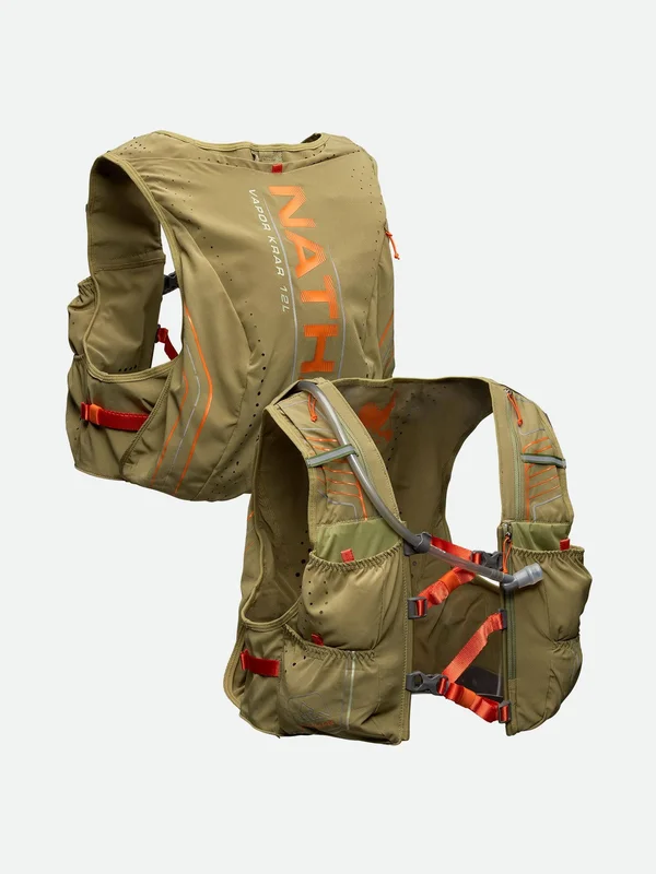 Nathan VaporKrar 12L 2.0 Insulated Hydration Vest Mosstone/Exuberance - Xs