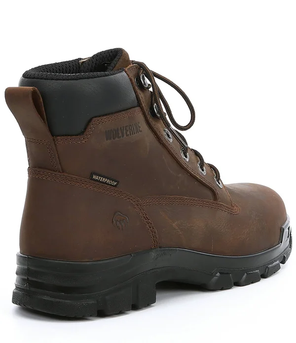 Men's Wolverine Chainhand Waterproof Steel Toe Work Boot, Size: 9.5, Black