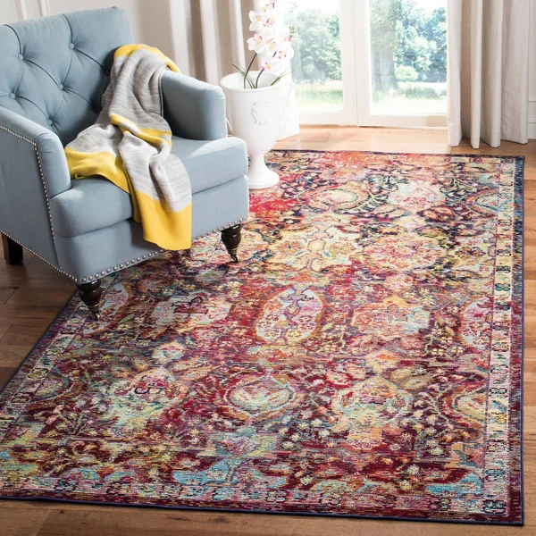 Safavieh CRS505A Crystal Light Blue - Orange Area Rug - 7& x 7& Square