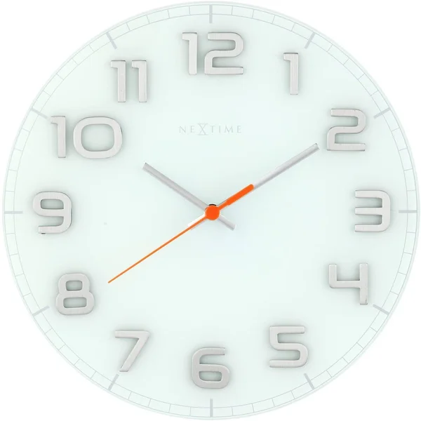 NeXtime Wall Clock Ø 30, 0X3, 5 cm Glass White Classy Round