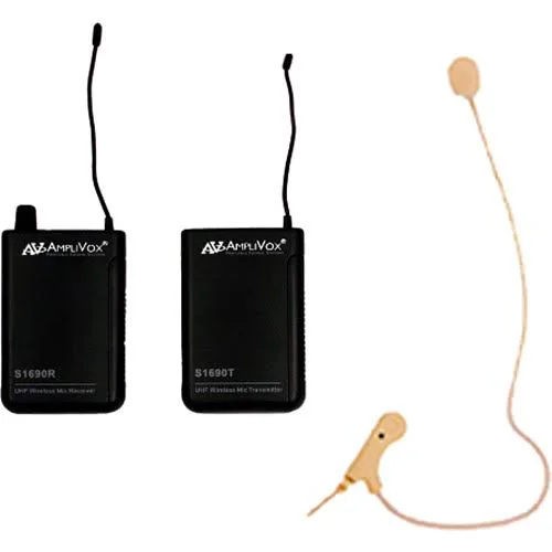 AmpliVox S1663 Wireless Over-Ear Headset Flesh Tone Microphone Kit; 16