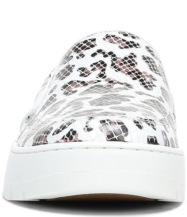 Vionic Dinora Leopard Snake Embossed Leather Slip-On Sneakers - 9M