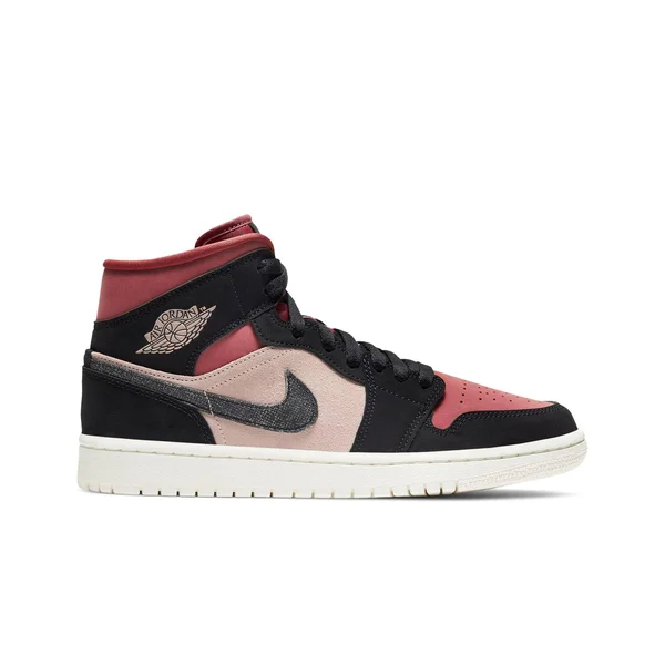 Jordan AJ 1 Mid - Womens Casual Basketball - Particle Beige/Black/Canyon Rust - Size 8.0