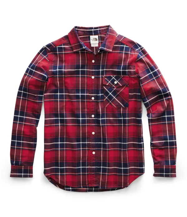 The North Face Women's Long-Sleeve Boyfriend Shirt, TNF Red Berkeley Twill Plaid, XL