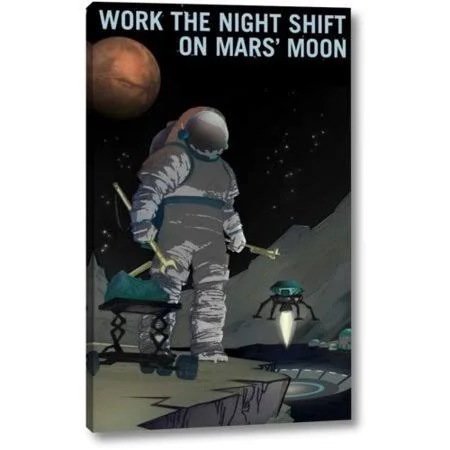 Ebern Designs 'Work The Night Shift' by Nasa Giclee Art Print on Wrapped Canvas, Size: 24 inch H x 15 inch W x 1.5 inch D, Gray