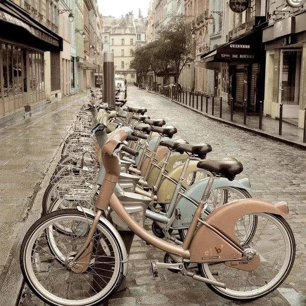 Easy Art Prints Alan Blaustein's 'City Street Ride Paris' Premium Canvas Art - 40 x 40 - Brazilian Barnwood Frame