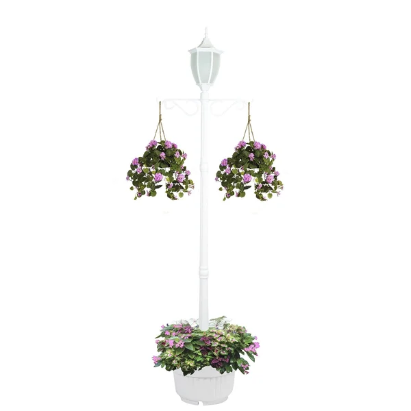 Sun-Ray Crestmont Flaming LED Solar Lamp Post and Planter with Hanger