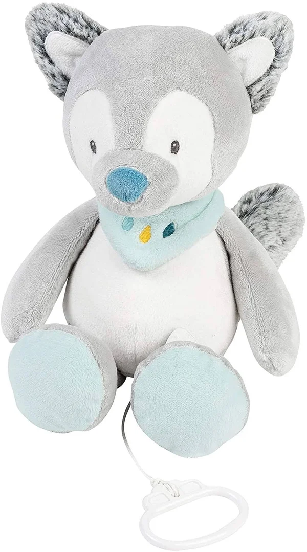 Nattou Musical Soft Toy - Tiloo The Wolf, Companion from Birth, 26 x 20 x 9 cm, Tim and Tiloo, Grey, 498067