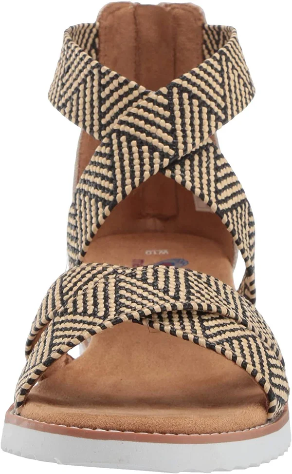 Skechers Women's Bobs Desert Kiss - Summer Sun Sandals - Natural, Black, 7.0