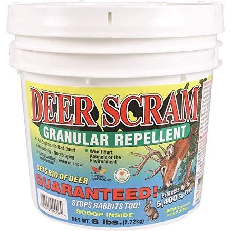 Deer Scram Repellent Granular to Keep Deer and Rabit Away White Pail - 6 lbs