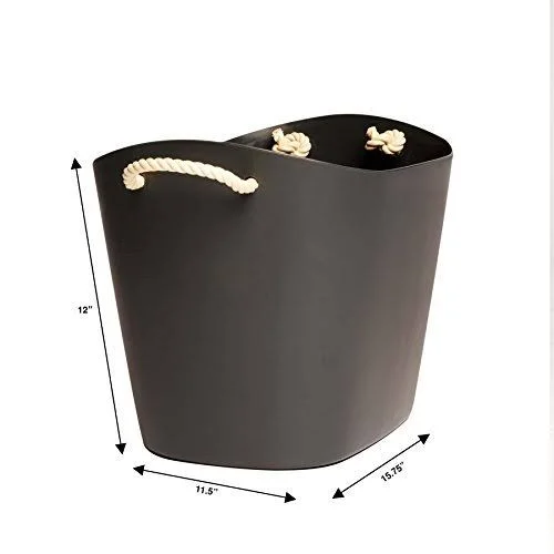 Homz Handles - Storage Bin, Waterproof, Cool Gray Base, White Rope Flexible Tub
