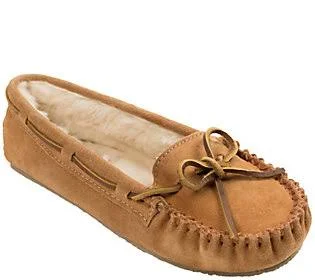 Minnetonka Women's Cally Cinnamon Wide Moc Slippers - Size 6 Wide, Cinnamon