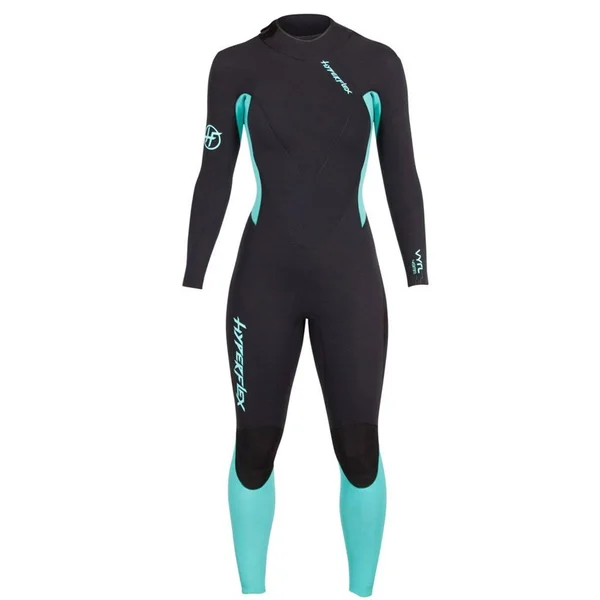 Hyperflex Womens VYRL 4/3mm GBS Fullsuit, Black/Teal, 8