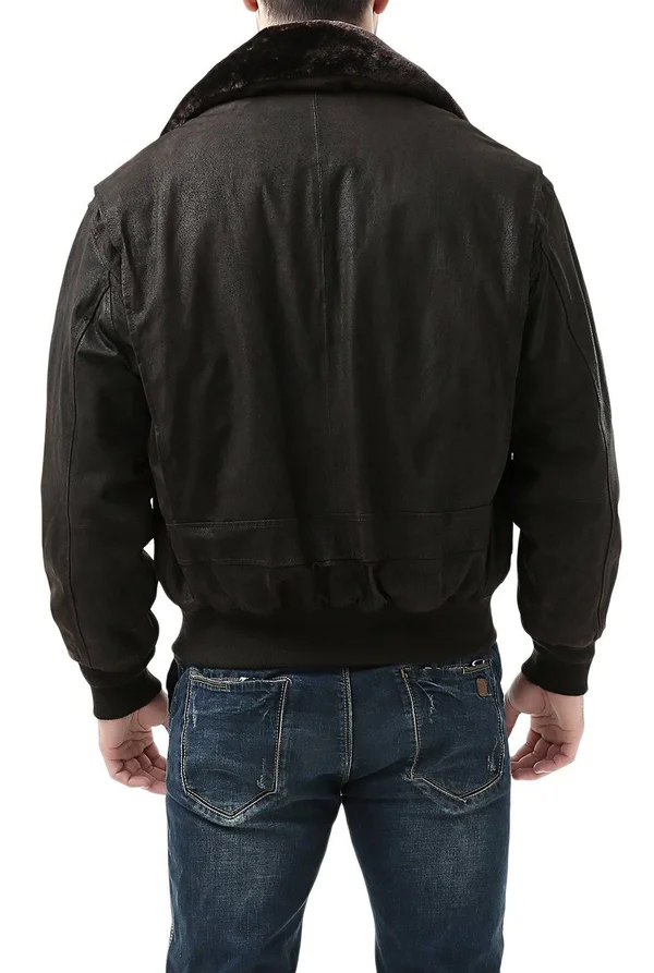 Landing Leathers Men's Navy g-1 Leather Flight Bomber Jacket Xs, Brown